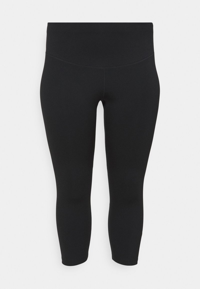Mustat capri-leggingsit, jotka on valmistettu joustavasta kankaasta. Niissä on korkea vyötärö ja sileä pinta, muotoiltu istumaan tiiviisti.