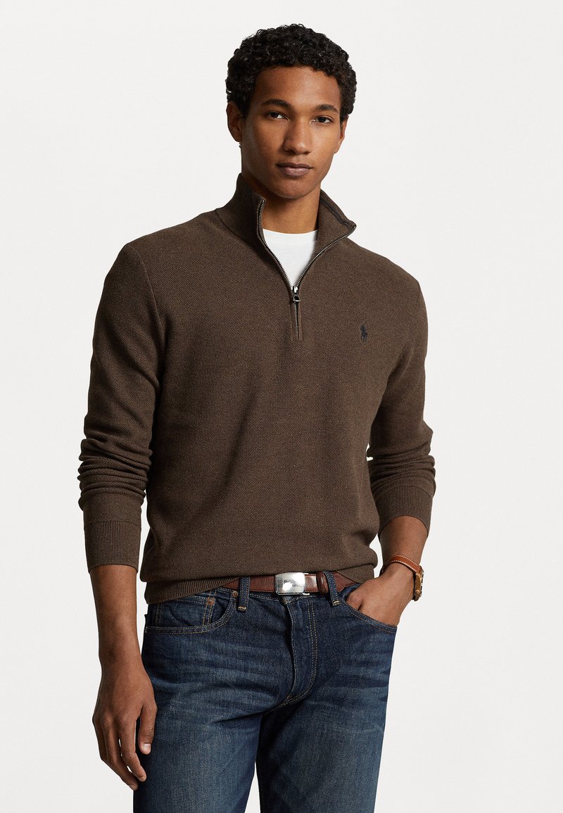 Polo Ralph Lauren KNIT COTTON QUARTER ZIP JUMPER - Trui - spa brown heather