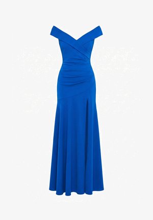 Goddiva, SCUBA CREPE OFF SHOULDER FRONT SPLIT MAXI DRESS - Vestido de fiesta - royalblue