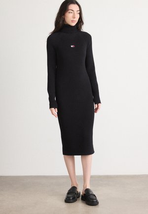 MOCKNECK BADGE SWEATER DRESS - Jumper dress - black