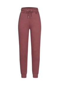 Bordeauxfarbene Jogginghosen aus weichem Stoff, mit einem elastischen Bund und Kordelzug, tapered Beinformen und gerippten Bündchen.