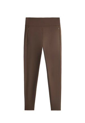 OYSHO, ANKLE-LENGTH HIGH RISE WARM LEGGINGS WITH ZIPS 70CM - Leggings - dark reddish‑brown