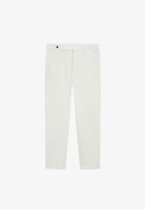 Hvide bomuldsbukser med slim fit, med en knaplukning, to sidelommer og minimale sømdetaljer.
