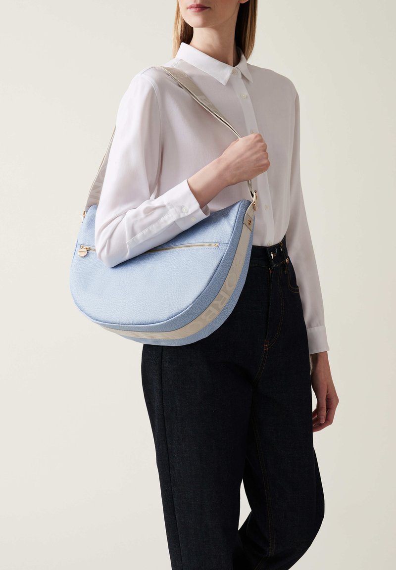 Borbonese LUNA MIDDLE CON ZIP - Cross body bag - topaz light grey