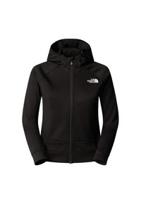 Fekete, cipzáras kapucnis pulóver puha anyagból, bal mellrészen logóval, elülső zsebekkel, bordázott mandzsettákkal és szegéllyel.