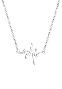 Sølv halskæde med en pendant i form af en hjerteslaglinje, glat overflade, delikat kæde, minimalistisk design og poleret finish.