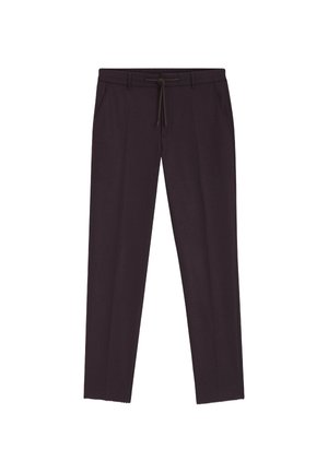 Dunkelviolette Hose mit lässiger Passform, elastischem Bund, zwei Seitentaschen und glattem Stofffinish.