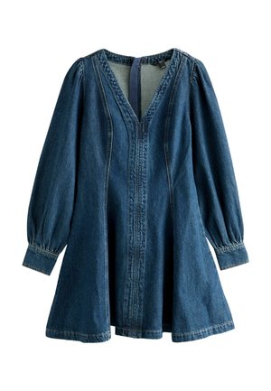 PETITE FIT - FIT AND FLARE LONG SLEEVE SEAMED MINI  - Jeanskleid - denim dark blue