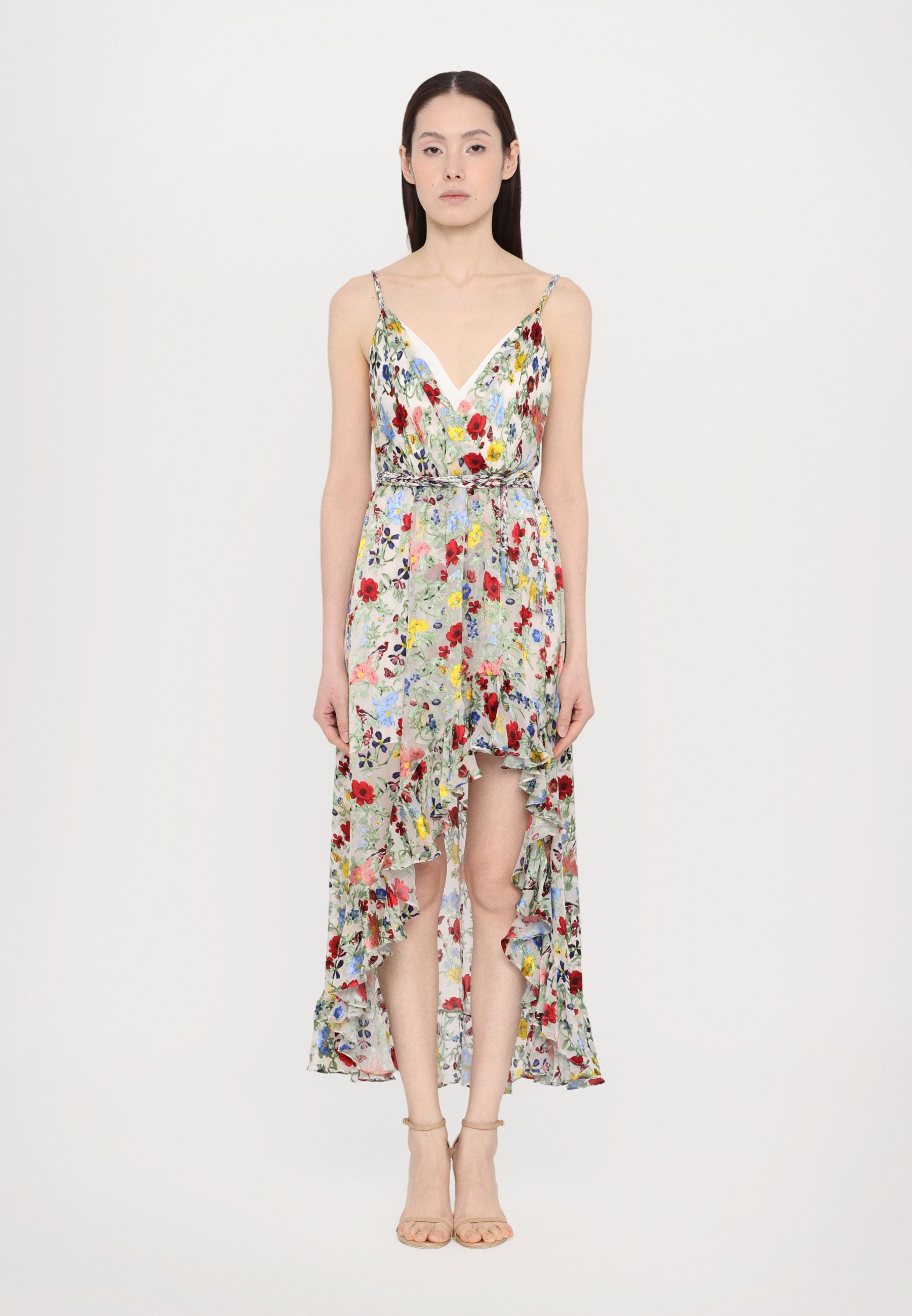 bcbg asymmetrical ruffle dress Bcbgmaxazria Sleeveless Ruffle Dress In Orange - 25% Off