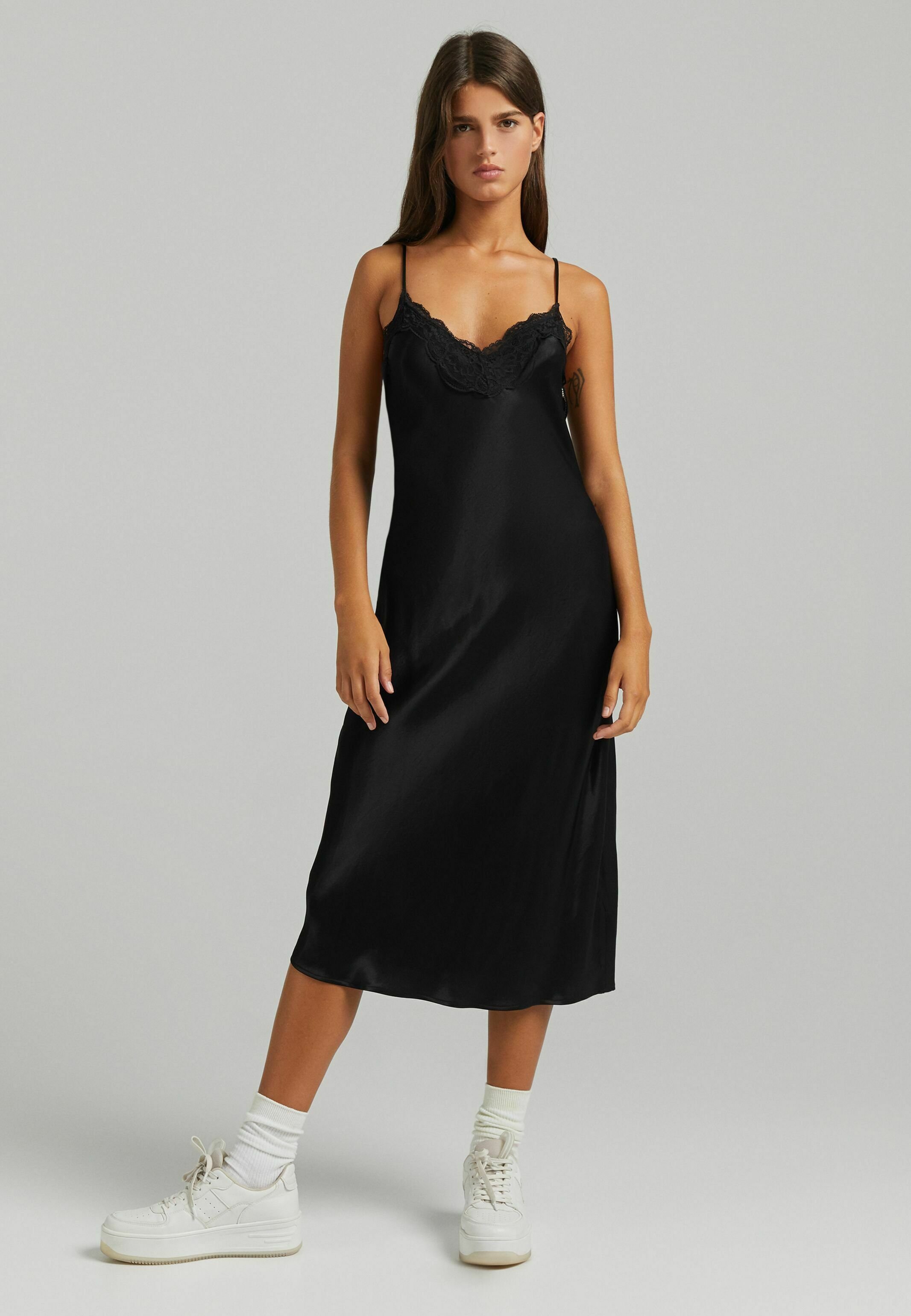Haut Tunique / Robe Chemise Bershka Pour Femme - Taille S (UK 8/10) - Manches Courtes - Gris Et Bleu - Occasion Très Bon état