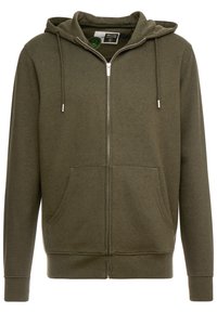 Solid Sudadera con cremallera - olive