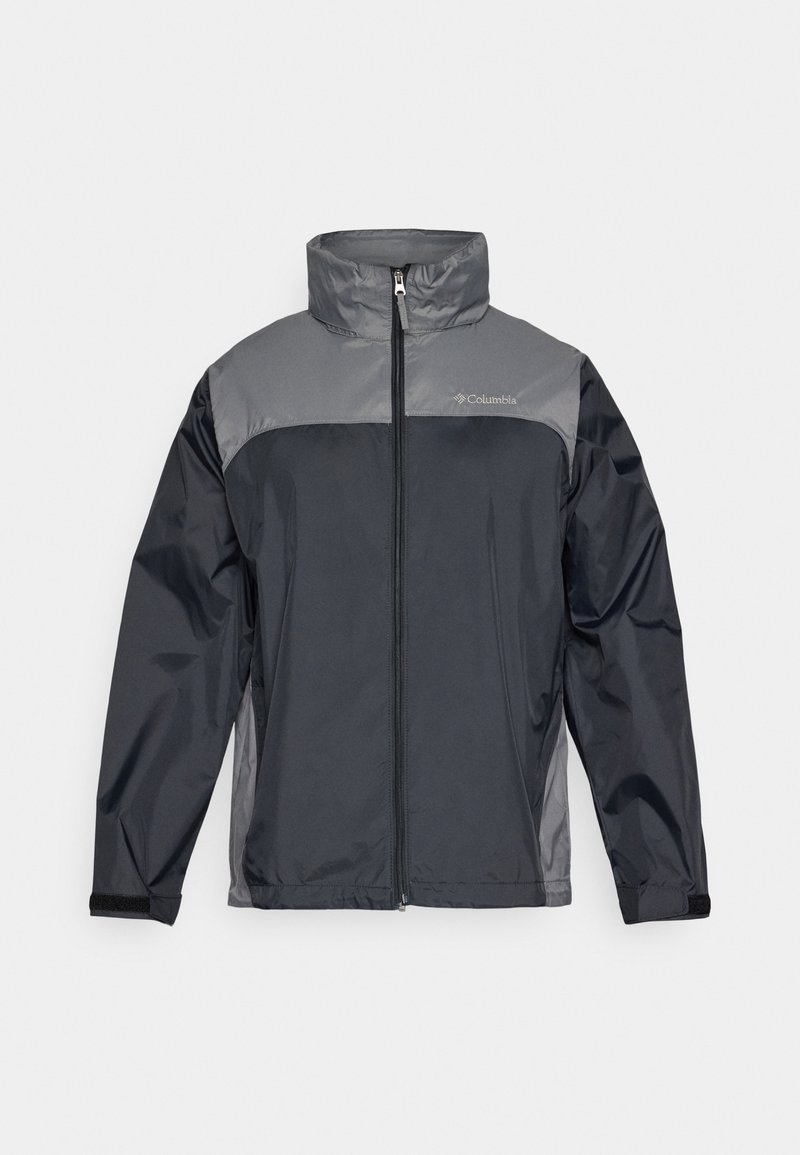 Chaqueta para hombre con cierre de cremallera en el frente, collar alto, paneles en gris oscuro y gris claro, y mangas largas con puños elásticos. Material duradero y resistente al agua.