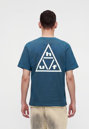 HUF, TRIPLE TRIANGLE TEE UNISEX - Printtipaita - harbor blue/white