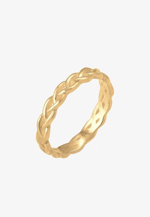 Cercul placat cu aur prezintă un design împletit cu detalii decupate. Marcaj "925" pentru conținutul de argint. Formă rotundă, textură netedă.