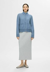 Selected Femme SLFSIA ZIPPER CARDIGAN  - Strickjacke - endless sky