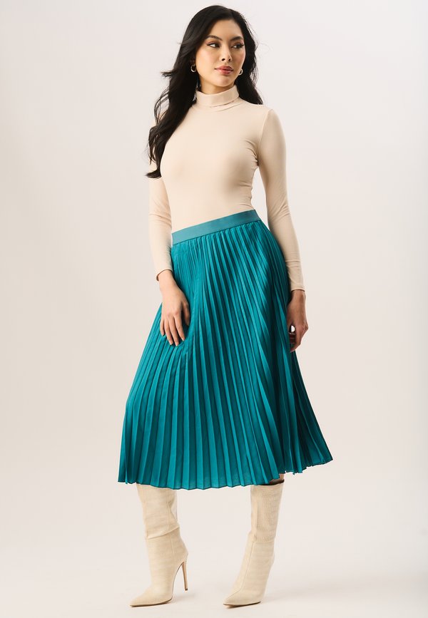 PLEATED MIDI - A-line skirt - teal