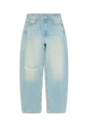 Bershka, RIPPED LOOSE-FIT BARREL - JEANS - Jean boyfriend - light blue