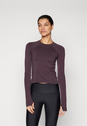 SEAMLESS MOCK NECK LONG SLEEVE TOP - Long sleeved top - deep plum