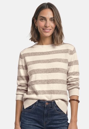 Street One, PULLOVER MIT BOAT NECK UND STREIFEN - Pullover - pure beige