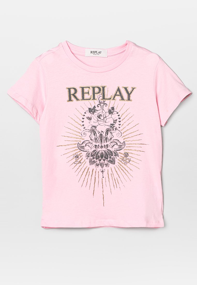 Replay T-shirt print roze