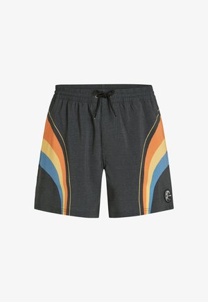 Mustad ujumispüksid musta värviga, millel on nöör ja diagonaalsed triibud oranži, kollase ja sinise värviga. Sisaldab logo kleebist alumises paremas nurgas.