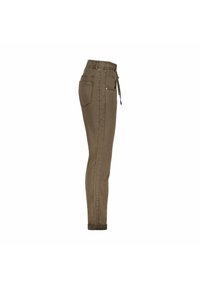 Slim-fit, olivengrønne bukser med elastisk talje, snøre og sidelommer. Fremstillet af et glat, let stof med en subtil glans.