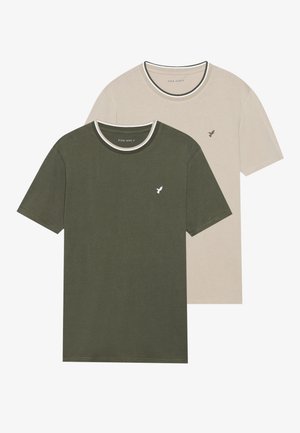 2 PACK - Basic T-shirt - forest night/plaza taupe