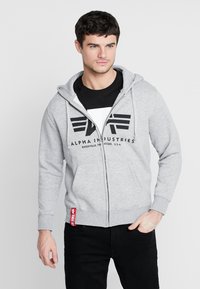 Alpha Industries - BASIC ZIP HOODY - Cipzáras pulóver - greyheather Miniatűr kép 1