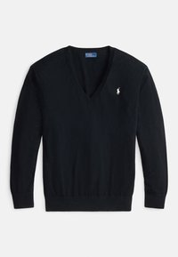 COTTON V-NECK SWEATER - Stickad tröja - black