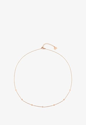 Halskette aus Roségold mit einer zarten Kette, die gleichmäßig verteilte, drachenförmige Akzente entlang ihrer Länge aufweist. Verstellbare Länge mit einem Verschluss.