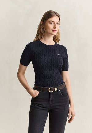 GANT, STRETCH CABLE - Tričko s potlačou - evening blue