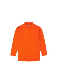 Langsleeve overhemd met knopen in fel oranje, gemaakt van gladde stof, met een borstzak, puntige kraag en standaard manchetten.