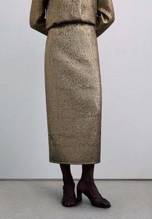 MIDI - Falda acampanada - gold