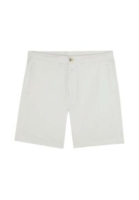Lys grå shorts lavet af en bomuldsblandingsstof, med to sidelommer, knaplukning og lige ben design.