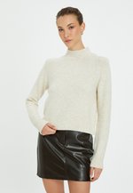 Koton Cardigan Corto Donna A Collo Alto Con Cerniera, Maniche Lunghe, Misto Viscosa, Colore Bianco, Taglia M