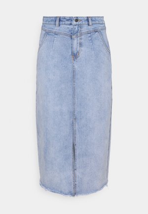 OBJMOJI CUTLINE SKIRT - Spódnica jeansowa - light blue denim
