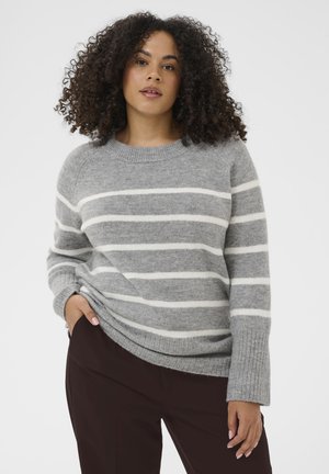 KCERINA KNIT PULLOVER - Strickpullover - light grey melange chalk strip