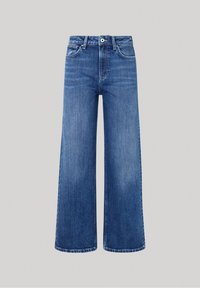 Välikaistaiset farkut keskisinisestä denimistä. Korkea vyötärö, klassinen viisi-taskumalli ja hienovaraiset haalistumat. Siistit reunat, vähäiset ompeluyksityiskohdat.