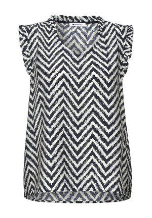 Street One, BLUSENTOP MIT V-NECK UND RÜSCHEN - Blouse - deep blue
