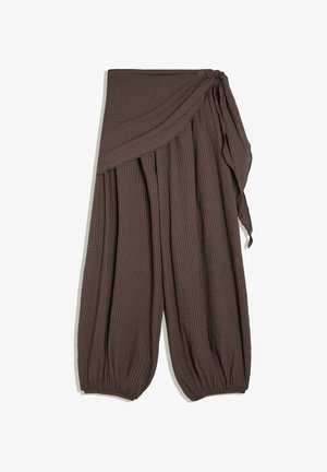 Bershka, CHECKED BALLOON TROUSERS WITH SCARF - Pantalon classique - dark brown