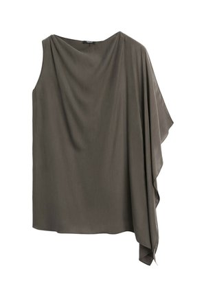 Massimo Dutti, ASYMMETRIC FLOWING CAPE TOP - Top - mottled brown