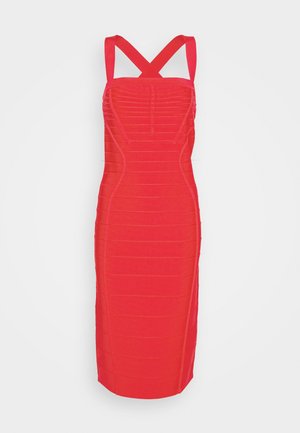 CROSS BACK BANDAGE MIDI DRESS - Strikkjoler - chili