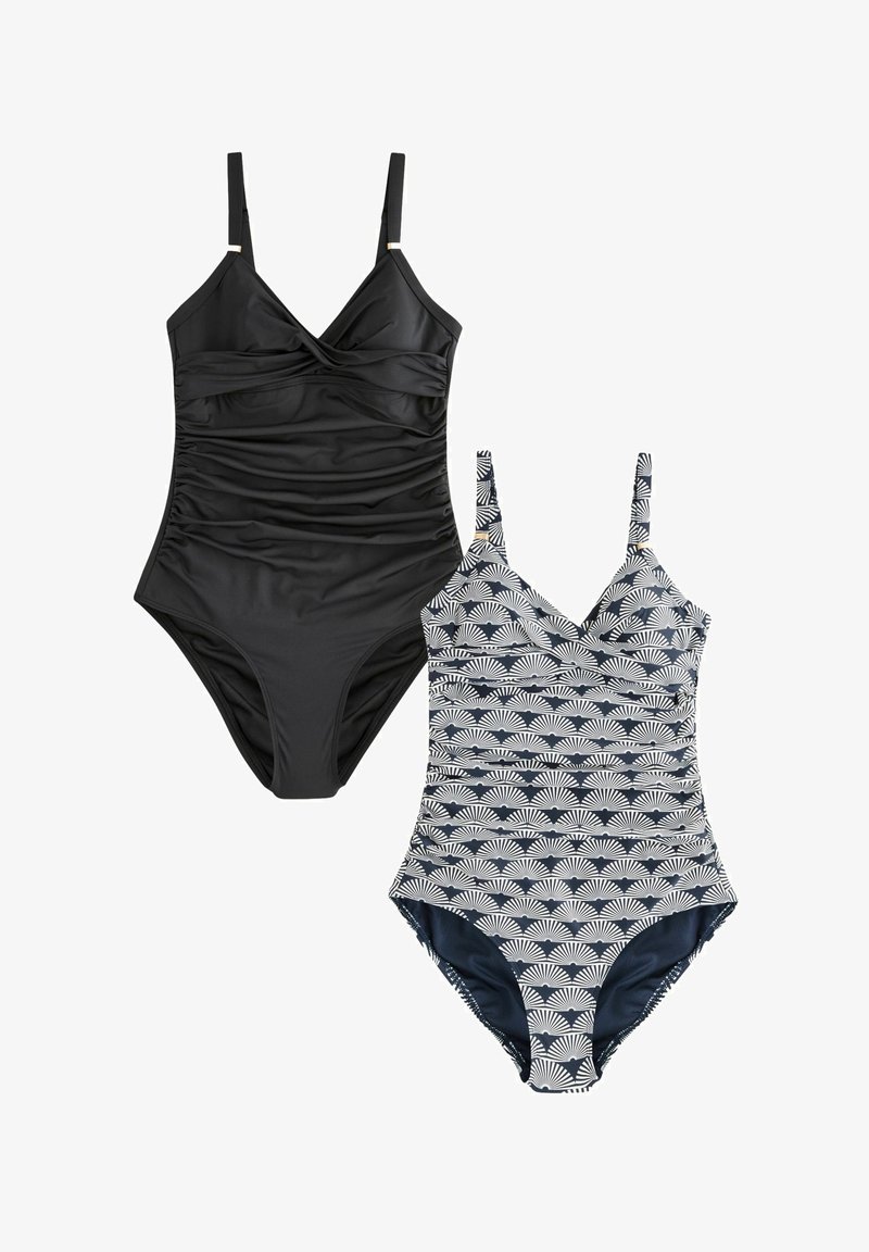 Next 2 PACK - Badeanzug - black navy fan print