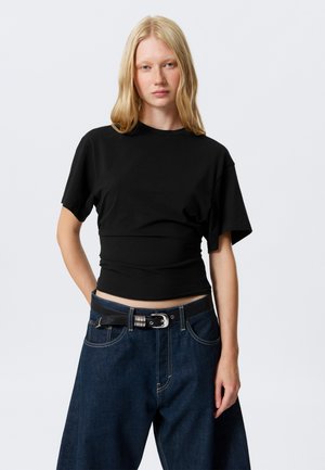 DRAPED - T-Shirt basic - black
