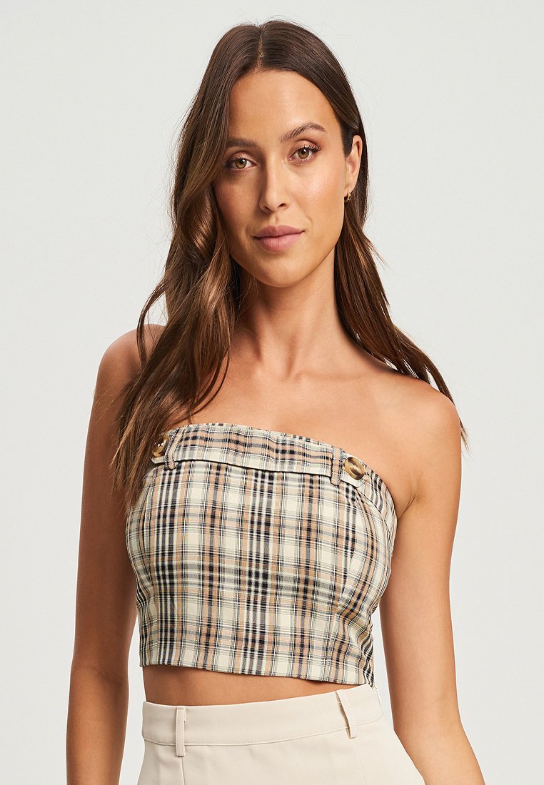 CALLI CAROLINE Débardeur taupe check/taupe ZALANDO.FR