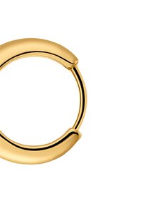 Goldfarbene, kreisförmige Armkette mit einer glatten, glänzenden Oberfläche. Sie zeichnet sich durch ein kühnes, abgerundetes Design mit nahtlosen Kanten und ohne sichtbare Verschlüsse aus.