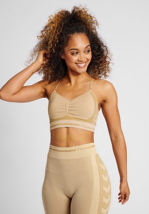 Hummel LULU SEAMLESS SCRUNCH  - Brassières de sport à maintien léger - curds & whey melange