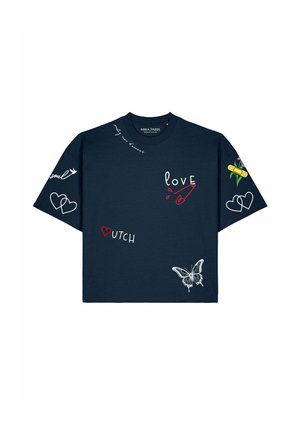 Mira Paris, TATTOO SWEET OVERSIZED BOXY TEE 26 UNISEX - T-shirt print - french navy