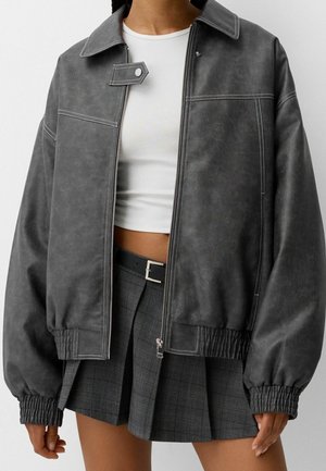 Imiteret læderjakke - blue-grey