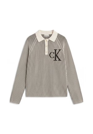 Calvin Klein Jeans, BICOLOR POLO - Блуза с дълги ръкави - black combo